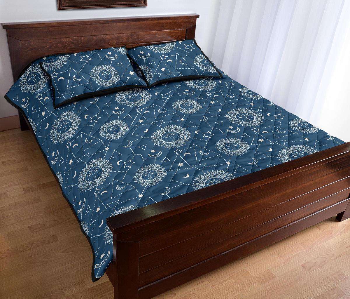 Celestial Print Pattern Bed Set Quilt-grizzshop