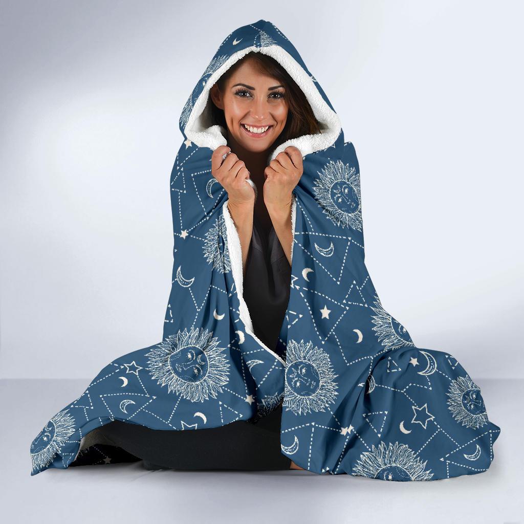 Celestial Print Pattern Hooded Blanket-grizzshop