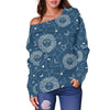 Celestial Print Pattern Women Off Shoulder Sweatshirt-grizzshop