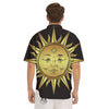 Celestial Sun Gold And Black Print Men's Short Sleeve Shirts-grizzshop