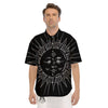 Celestial Sun White And Black Print Men's Short Sleeve Shirts-grizzshop