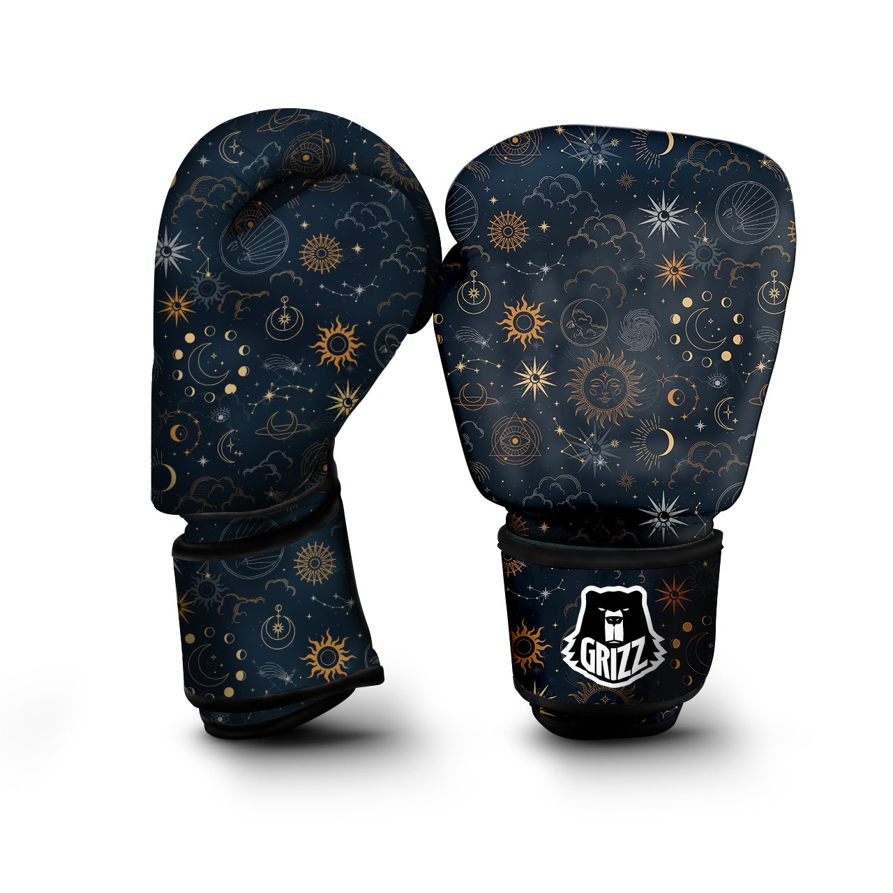Celestial Vintage Print Pattern Boxing Gloves-grizzshop