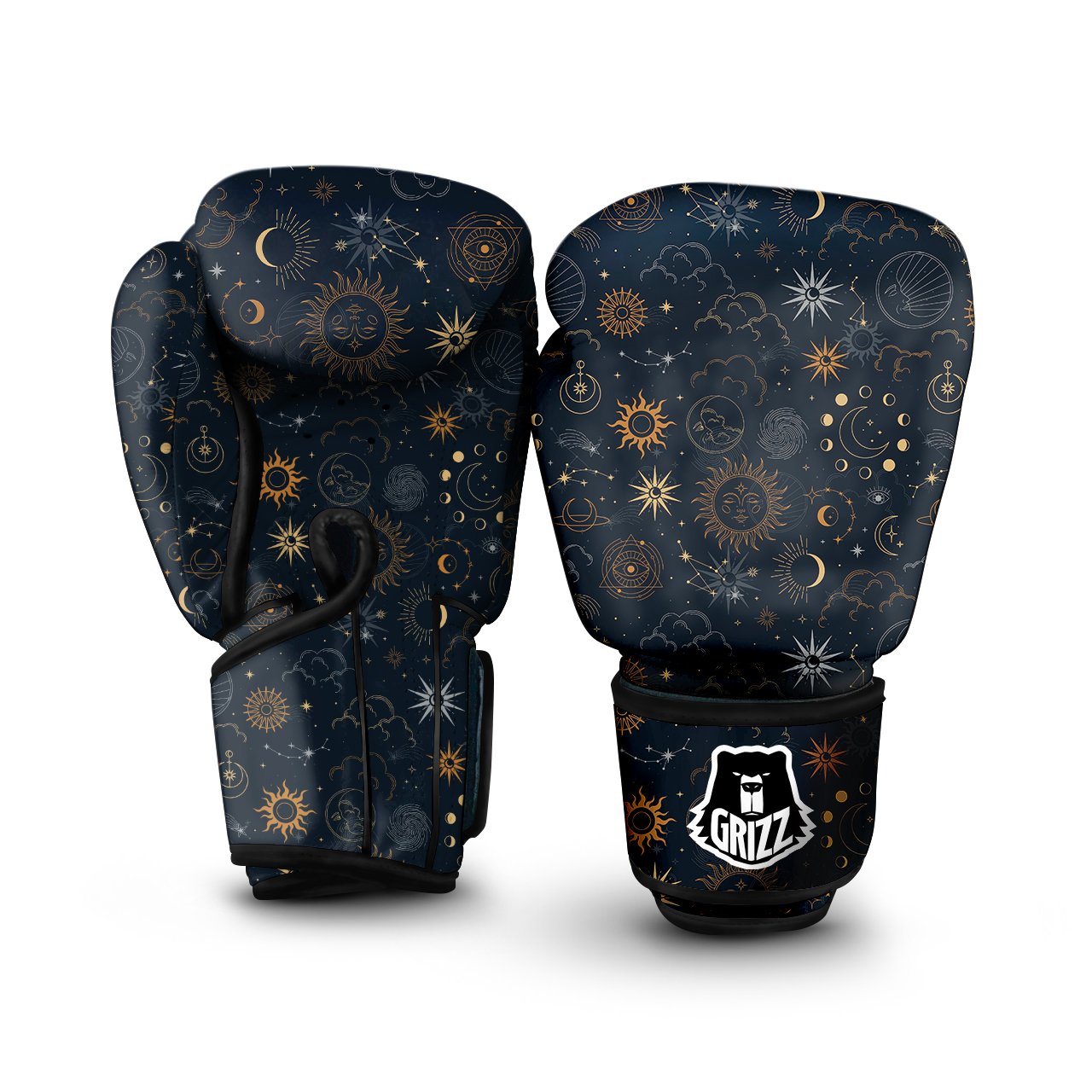 Celestial Vintage Print Pattern Boxing Gloves-grizzshop