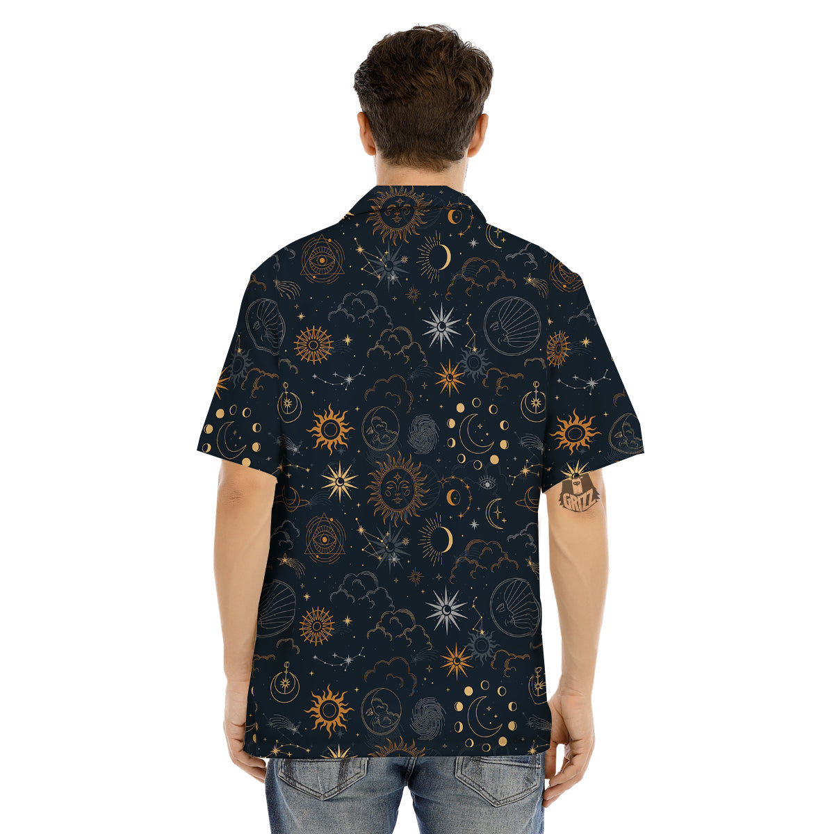Celestial Vintage Print Pattern Men's Hawaiian Shirt-grizzshop