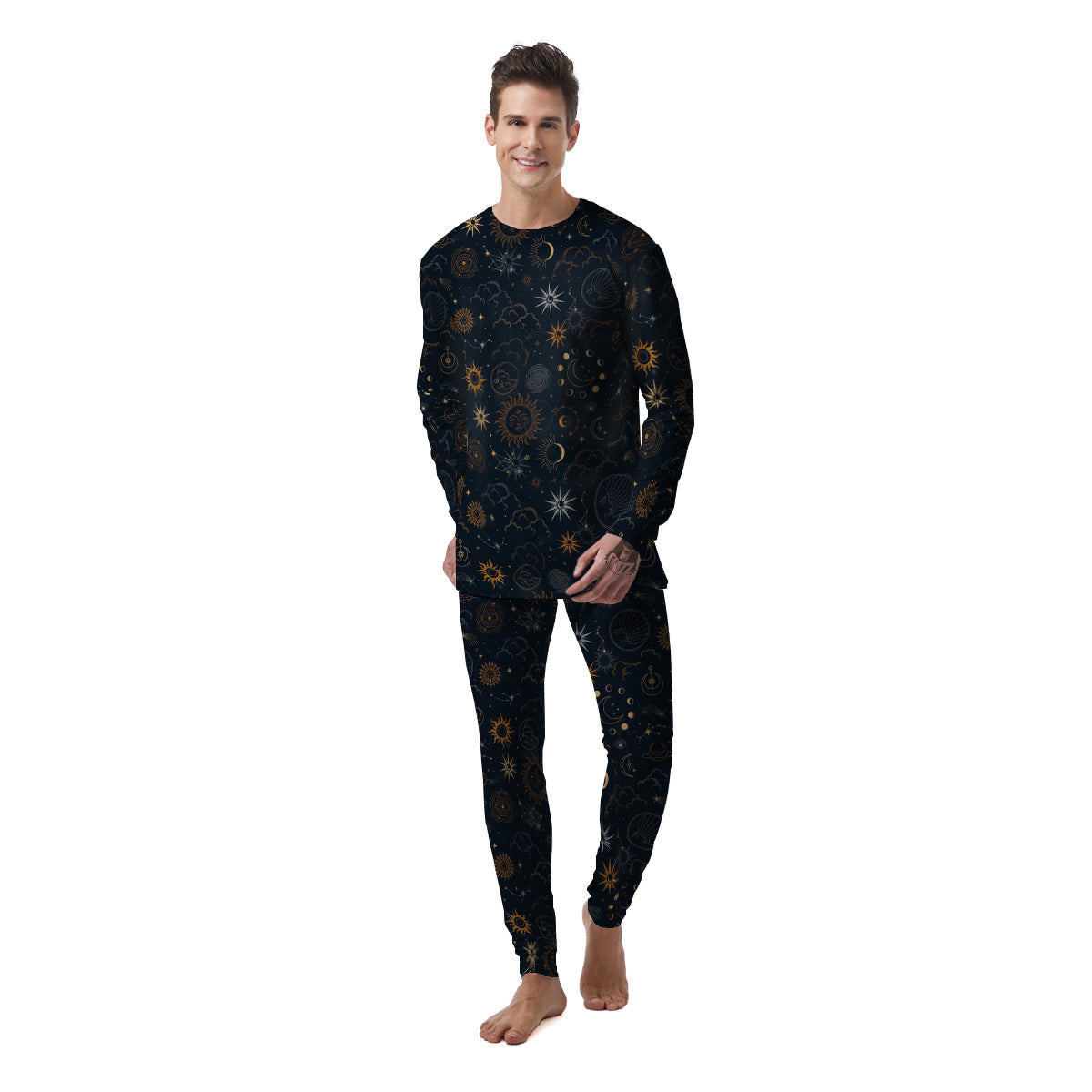 Celestial Vintage Print Pattern Men's Pajamas-grizzshop