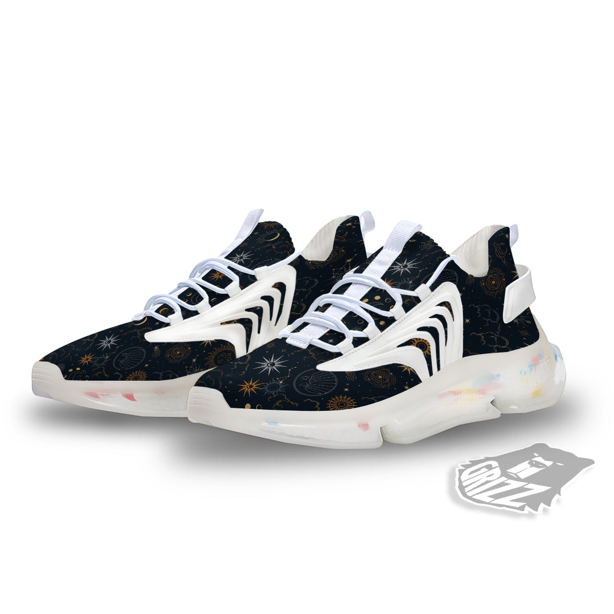 Celestial Vintage Print Pattern White Gym Shoes-grizzshop