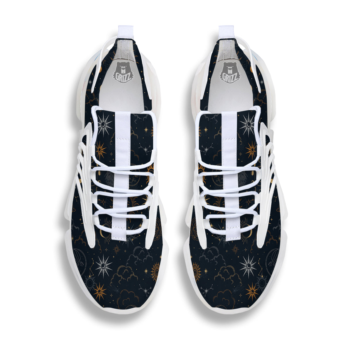 Celestial Vintage Print Pattern White Gym Shoes-grizzshop