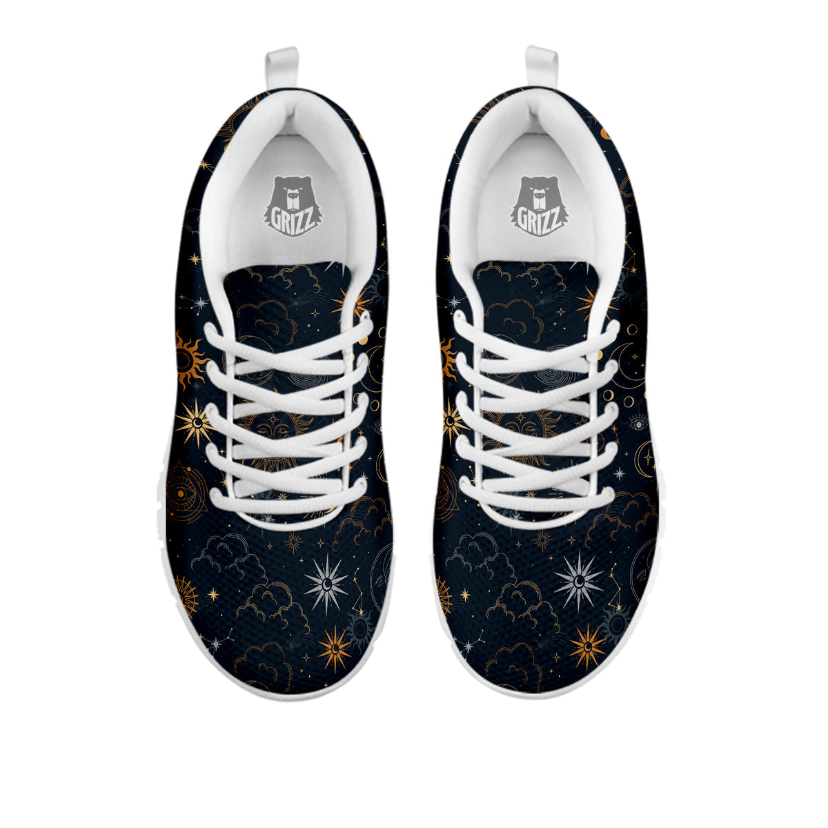 Celestial Vintage Print Pattern White Sneaker-grizzshop