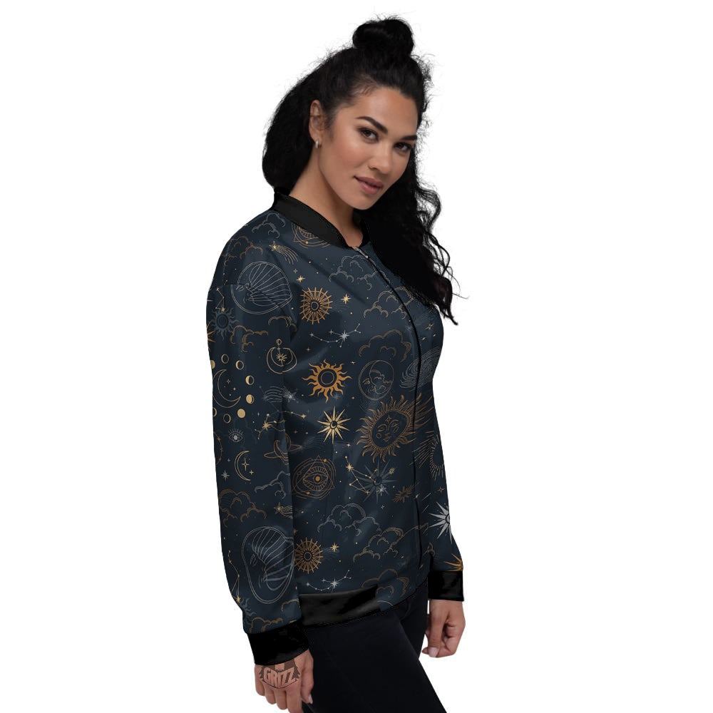 Celestial Vintage Print Pattern Women's Bomber Jacket-grizzshop