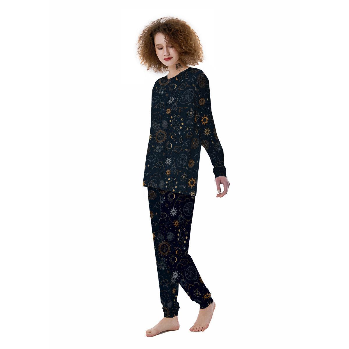 Celestial Vintage Print Pattern Women's Pajamas-grizzshop