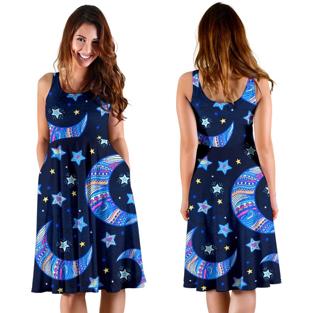 Celestial Pattern Print Dress-grizzshop