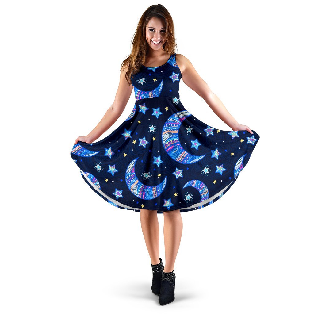 Celestial Pattern Print Dress-grizzshop