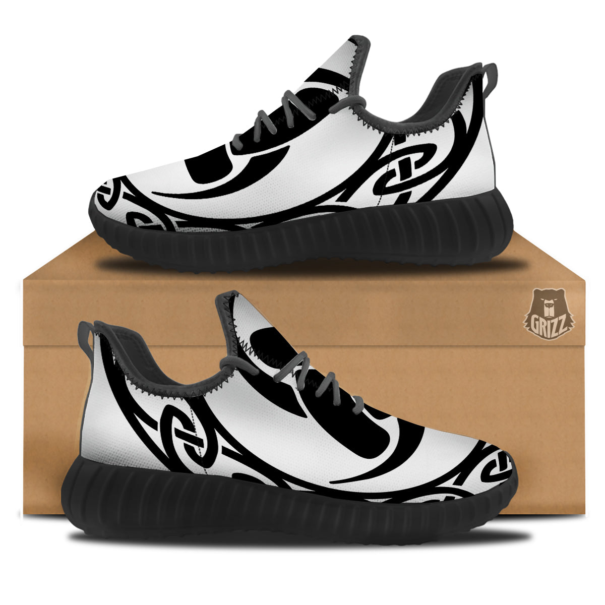 Celtic Endless Knot Symbols Print Black Walking Shoes-grizzshop