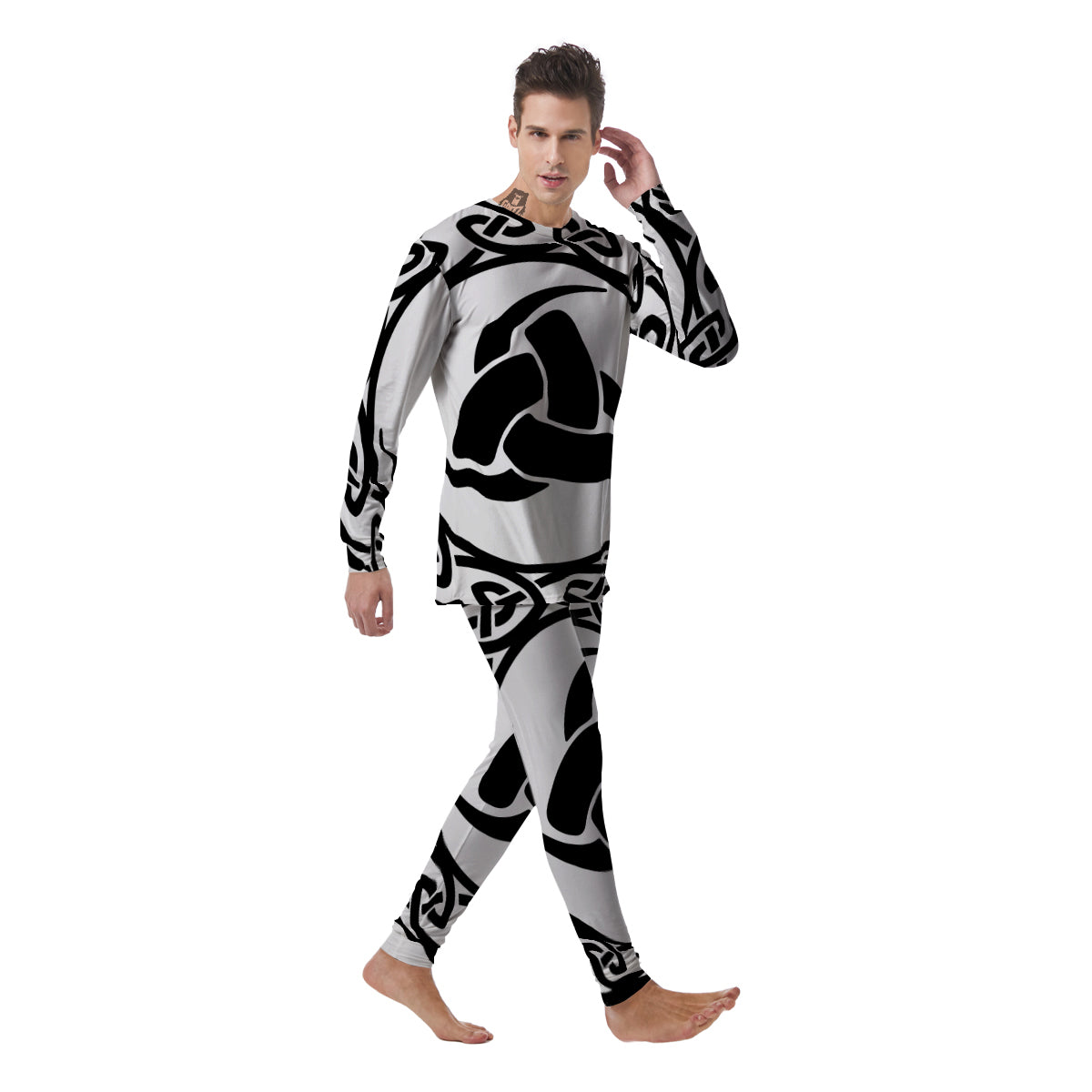 Celtic Endless Knot Symbols Print Men's Pajamas-grizzshop