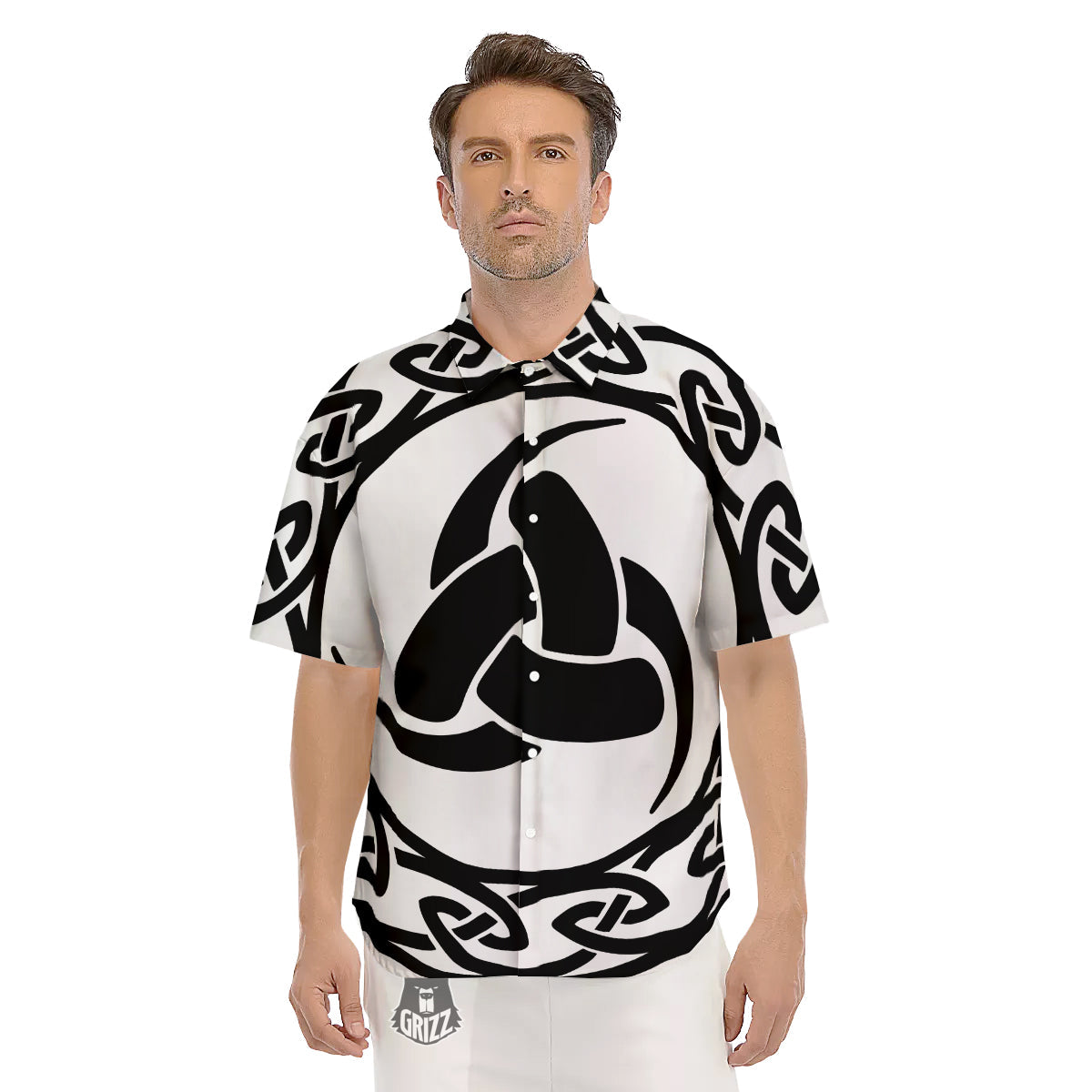 Celtic Endless Knot Symbols Print Men's Short Sleeve Shirts-grizzshop