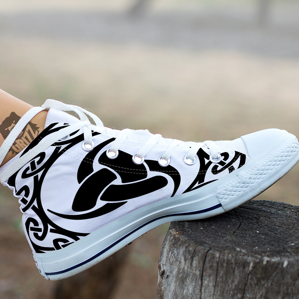 Celtic Endless Knot Symbols Print White High Top Shoes-grizzshop
