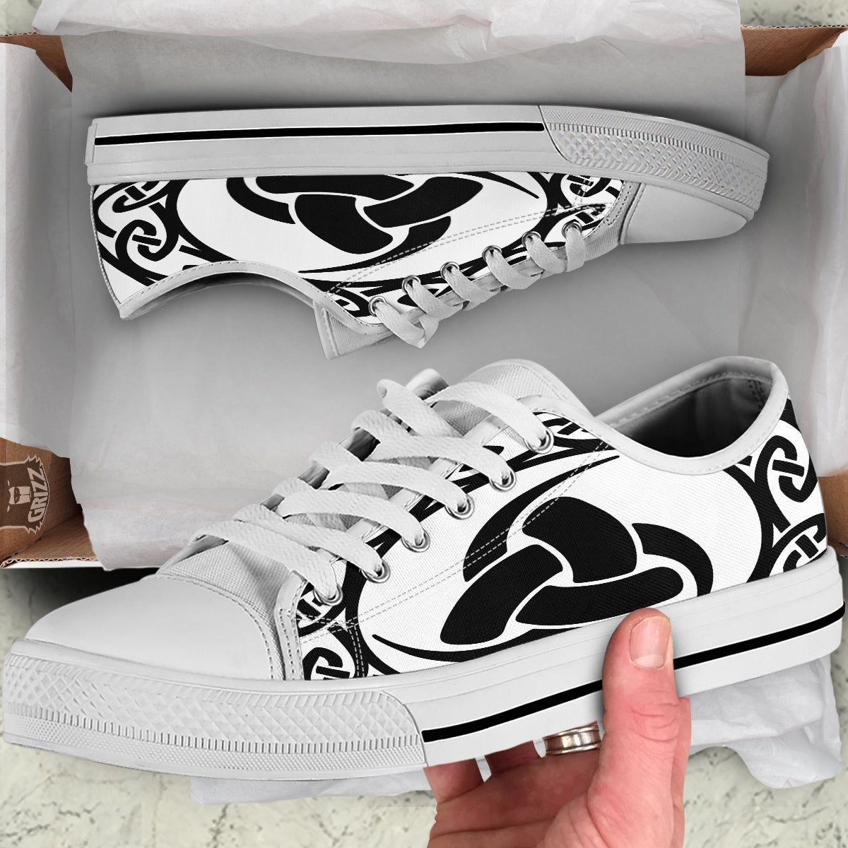 Celtic Endless Knot Symbols Print White Low Top Shoes-grizzshop