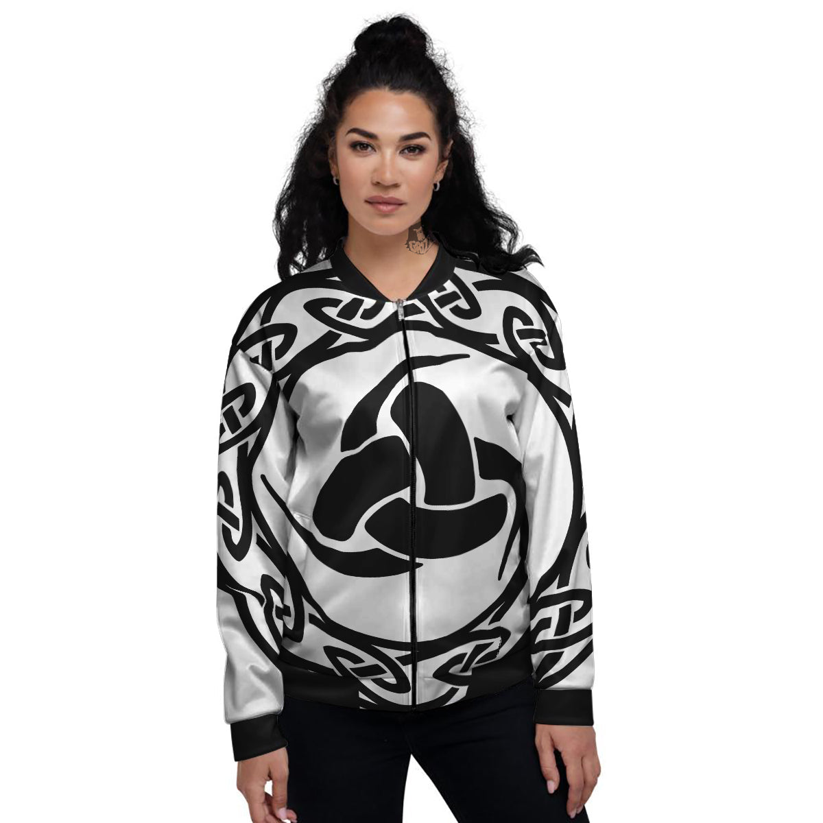 Celtic Endless Knot Symbols Print Women's Bomber Jacket-grizzshop