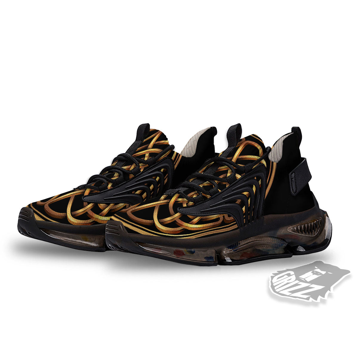 Celtic Knot Golden Print Black Gym Shoes-grizzshop