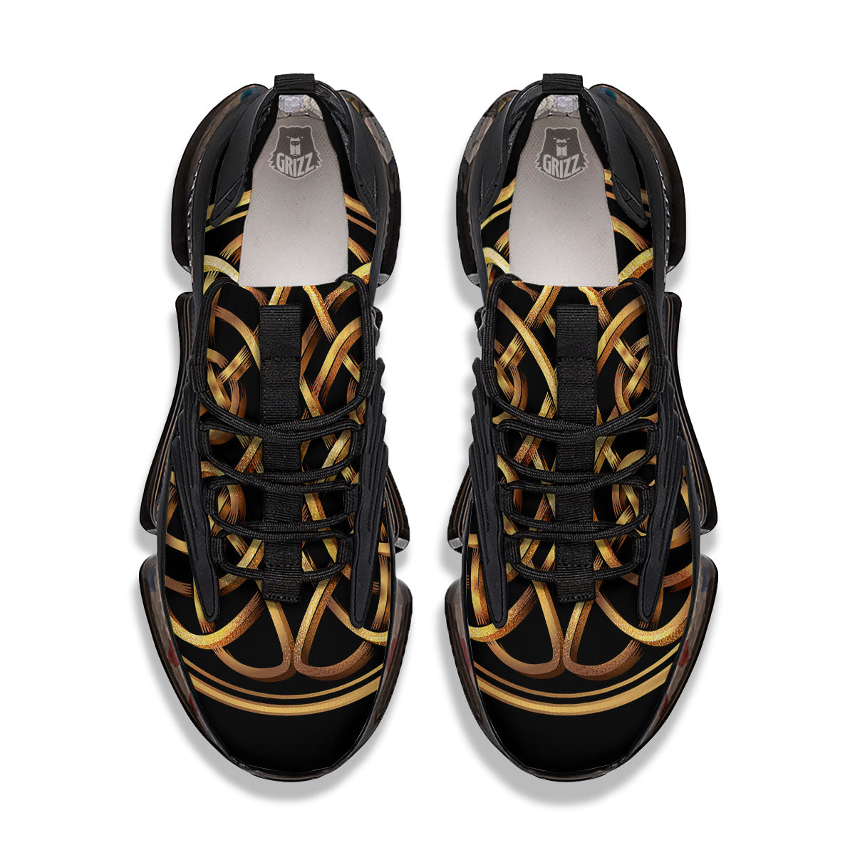 Celtic Knot Golden Print Black Gym Shoes-grizzshop