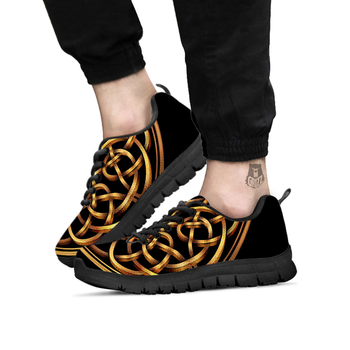 Celtic Knot Golden Print Black Sneaker-grizzshop