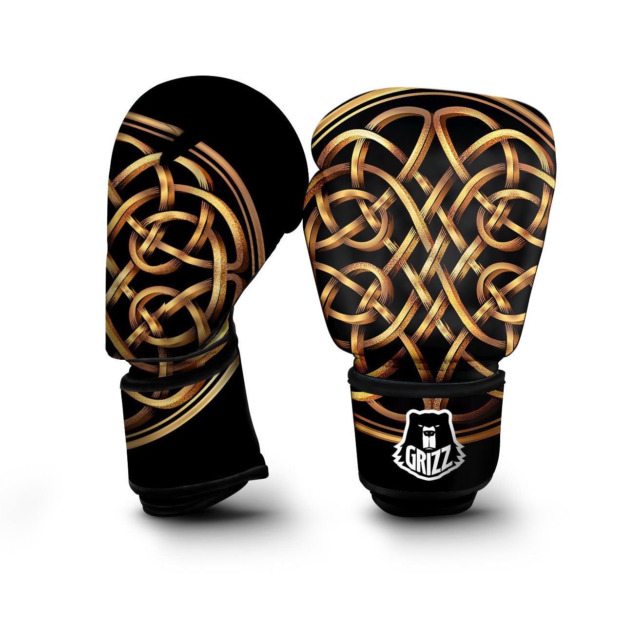 Celtic Knot Golden Print Boxing Gloves-grizzshop