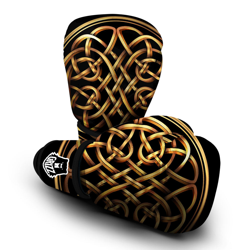 Celtic Knot Golden Print Boxing Gloves-grizzshop