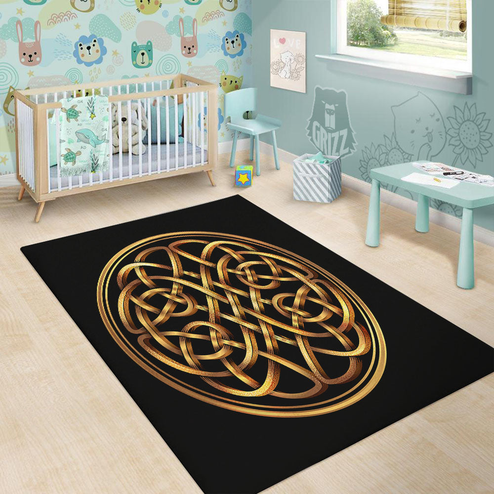 Celtic Knot Golden Print Floor Mat-grizzshop
