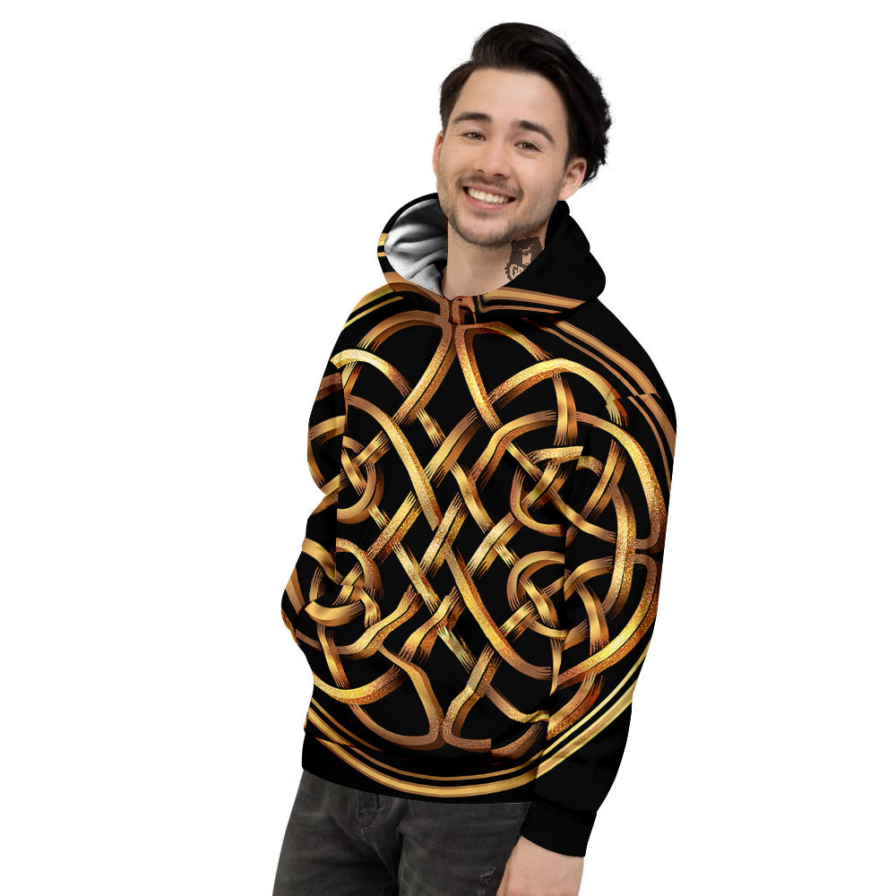 Celtic Knot Golden Print Men's Hoodie-grizzshop