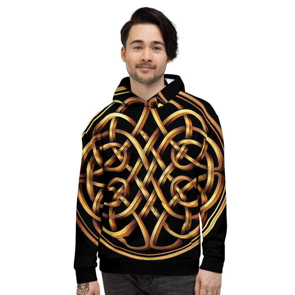 Celtic Knot Golden Print Men's Hoodie-grizzshop
