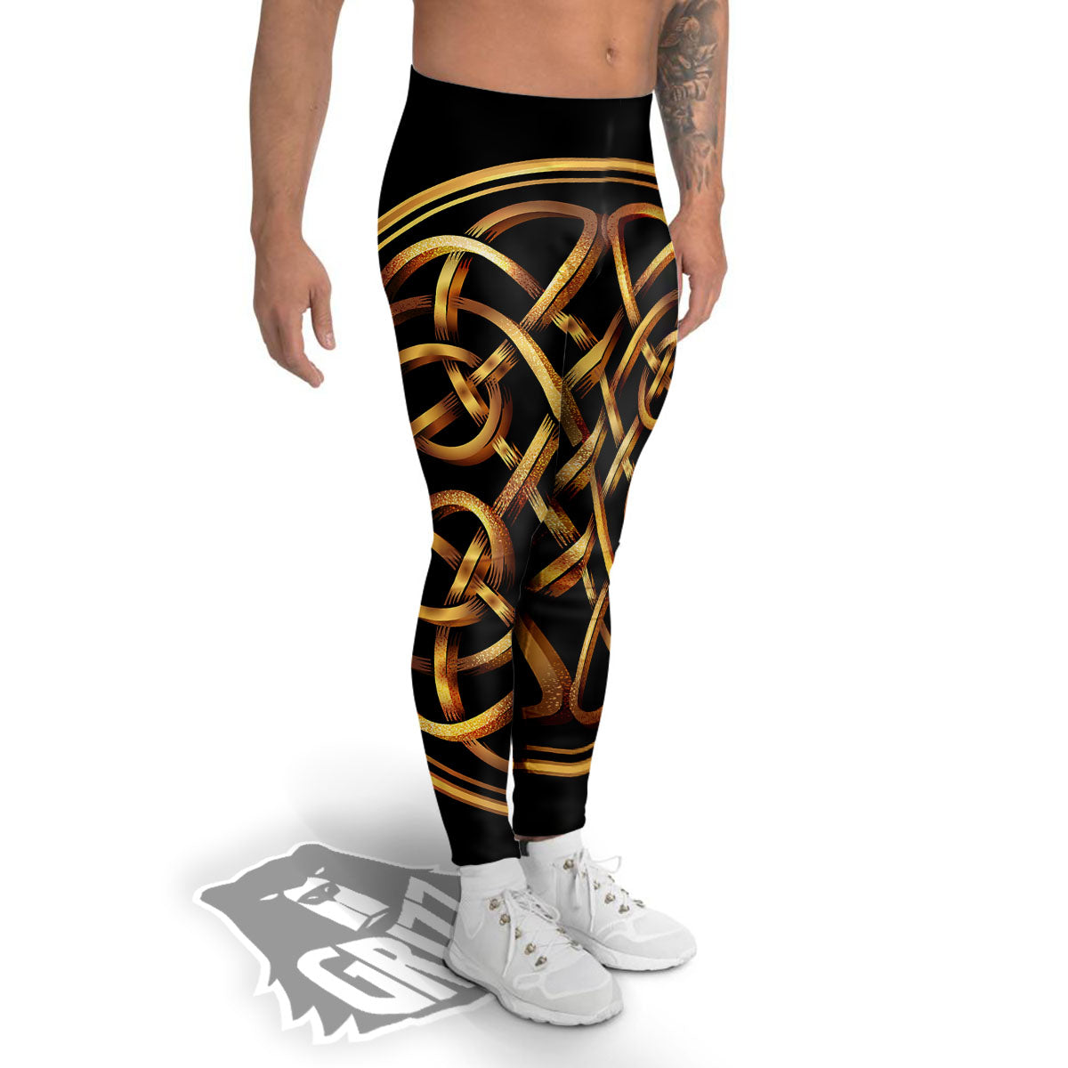 Celtic Knot Golden Print Men's Leggings-grizzshop