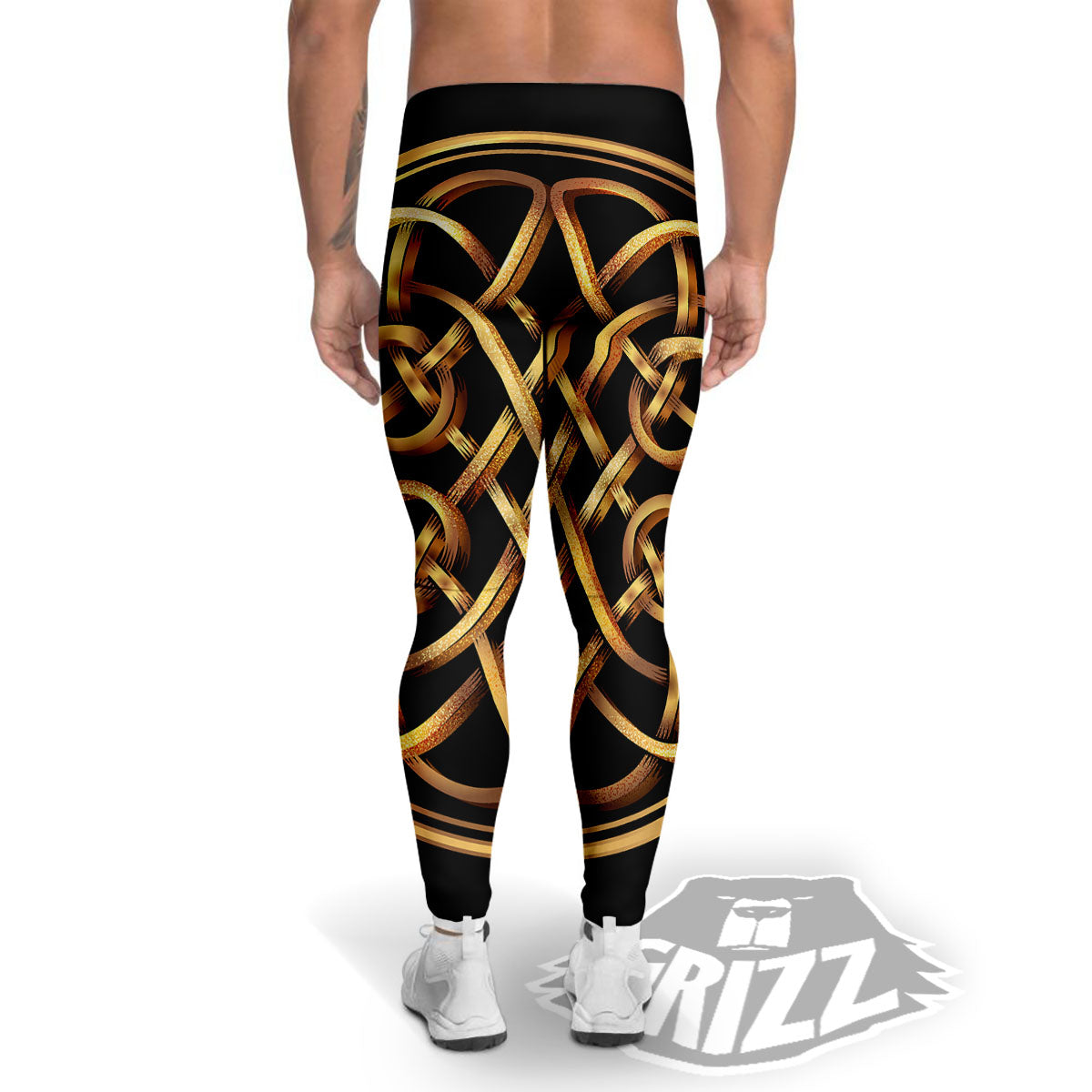 Celtic Knot Golden Print Men's Leggings-grizzshop