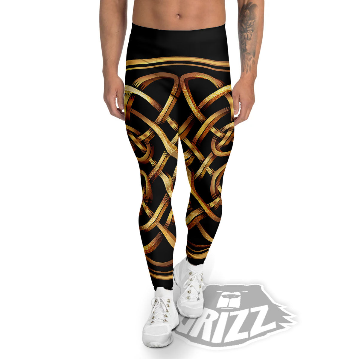 Celtic Knot Golden Print Men's Leggings-grizzshop