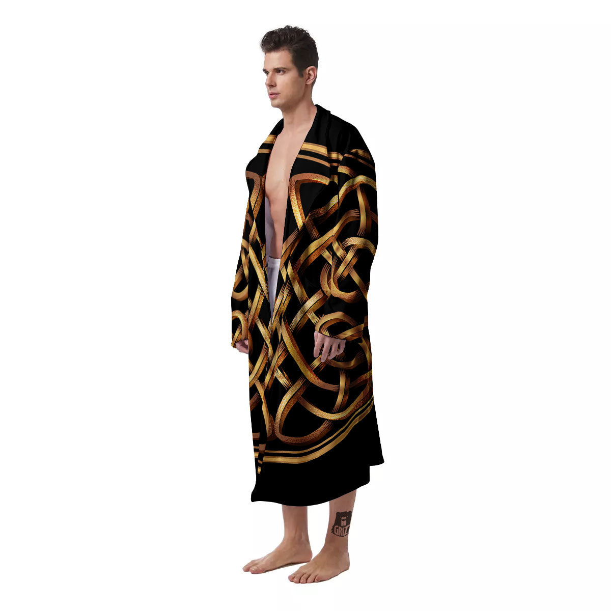 Celtic Knot Golden Print Men's Robe-grizzshop