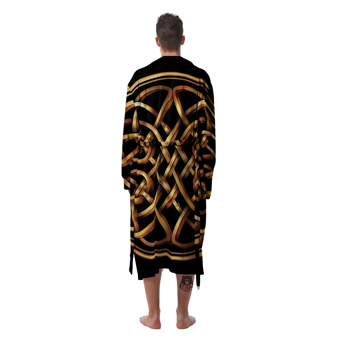 Celtic Knot Golden Print Men's Robe-grizzshop