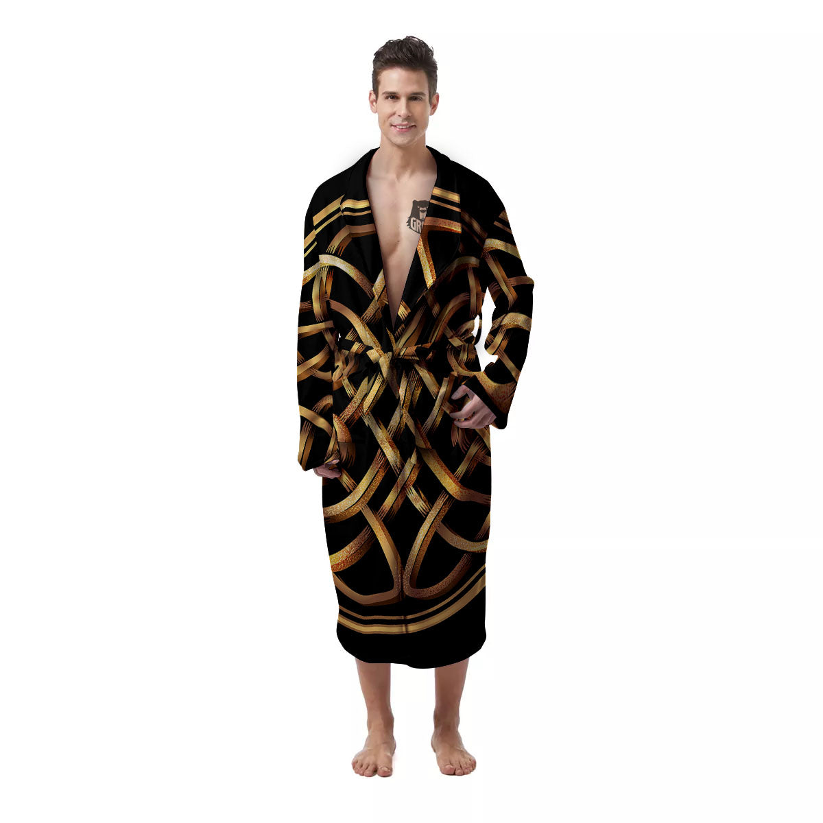 Celtic Knot Golden Print Men's Robe-grizzshop