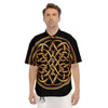 Celtic Knot Golden Print Men's Short Sleeve Shirts-grizzshop