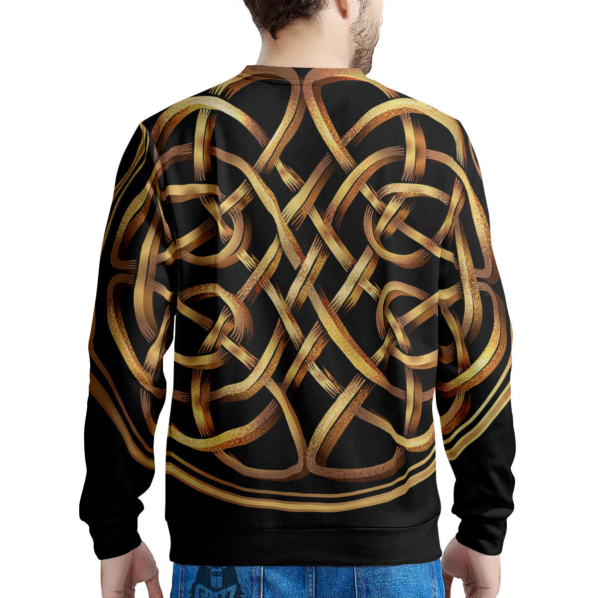 Celtic Knot Golden Print Men's Sweatshirt-grizzshop