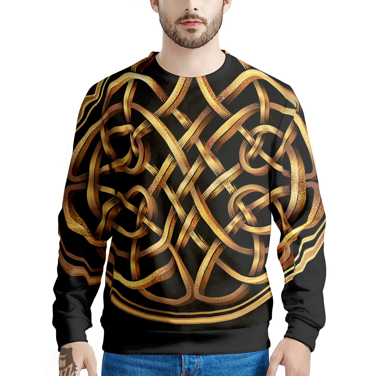 Celtic Knot Golden Print Men's Sweatshirt-grizzshop