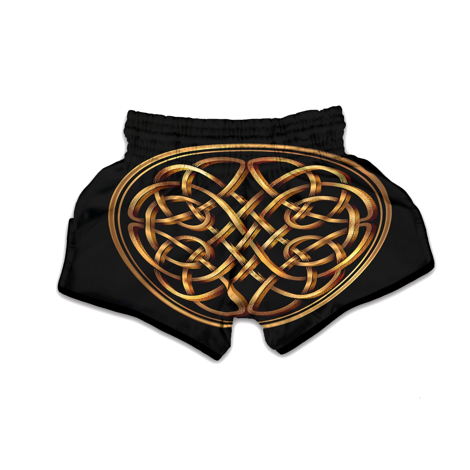 Celtic Knot Golden Print Muay Thai Boxing Shorts-grizzshop