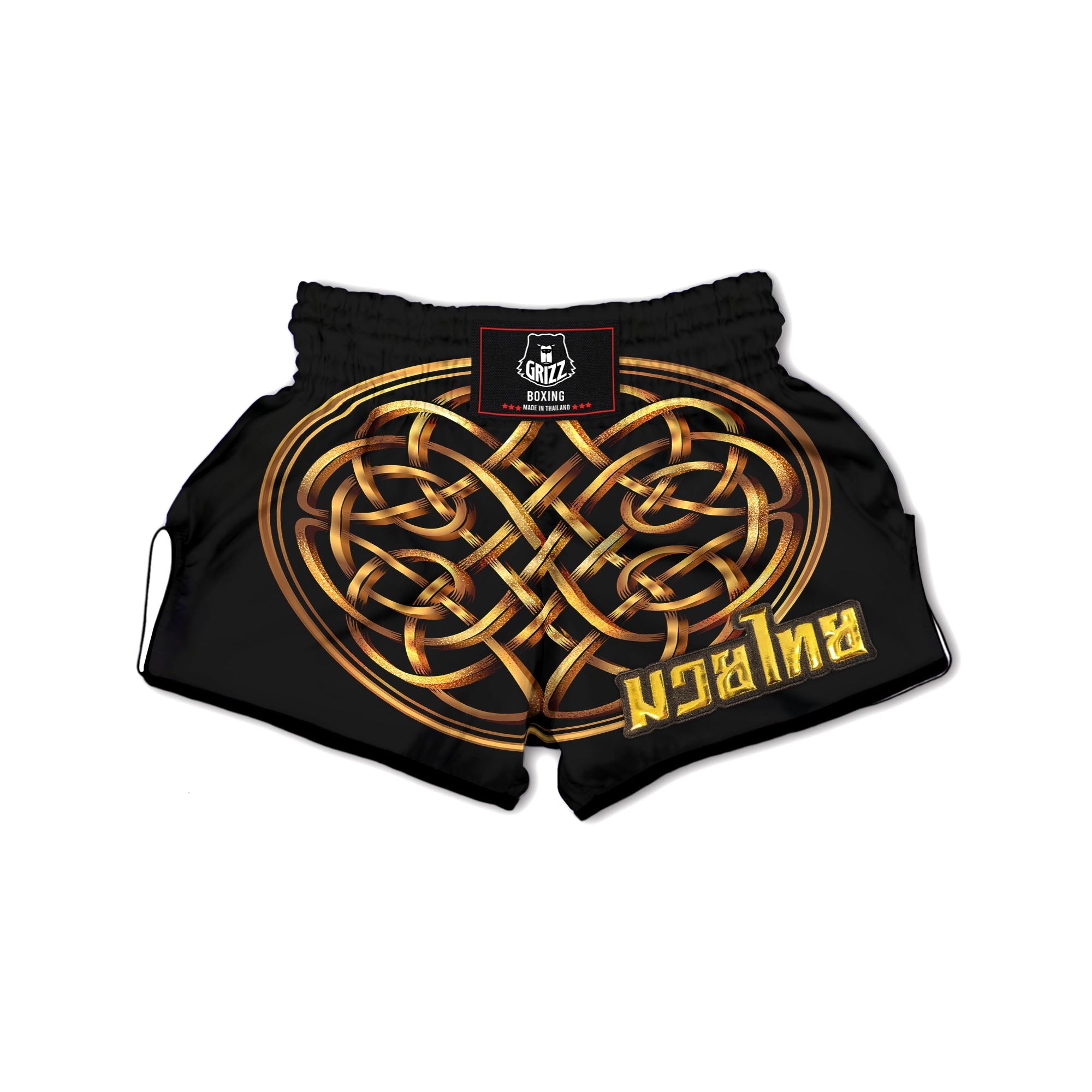 Celtic Knot Golden Print Muay Thai Boxing Shorts-grizzshop