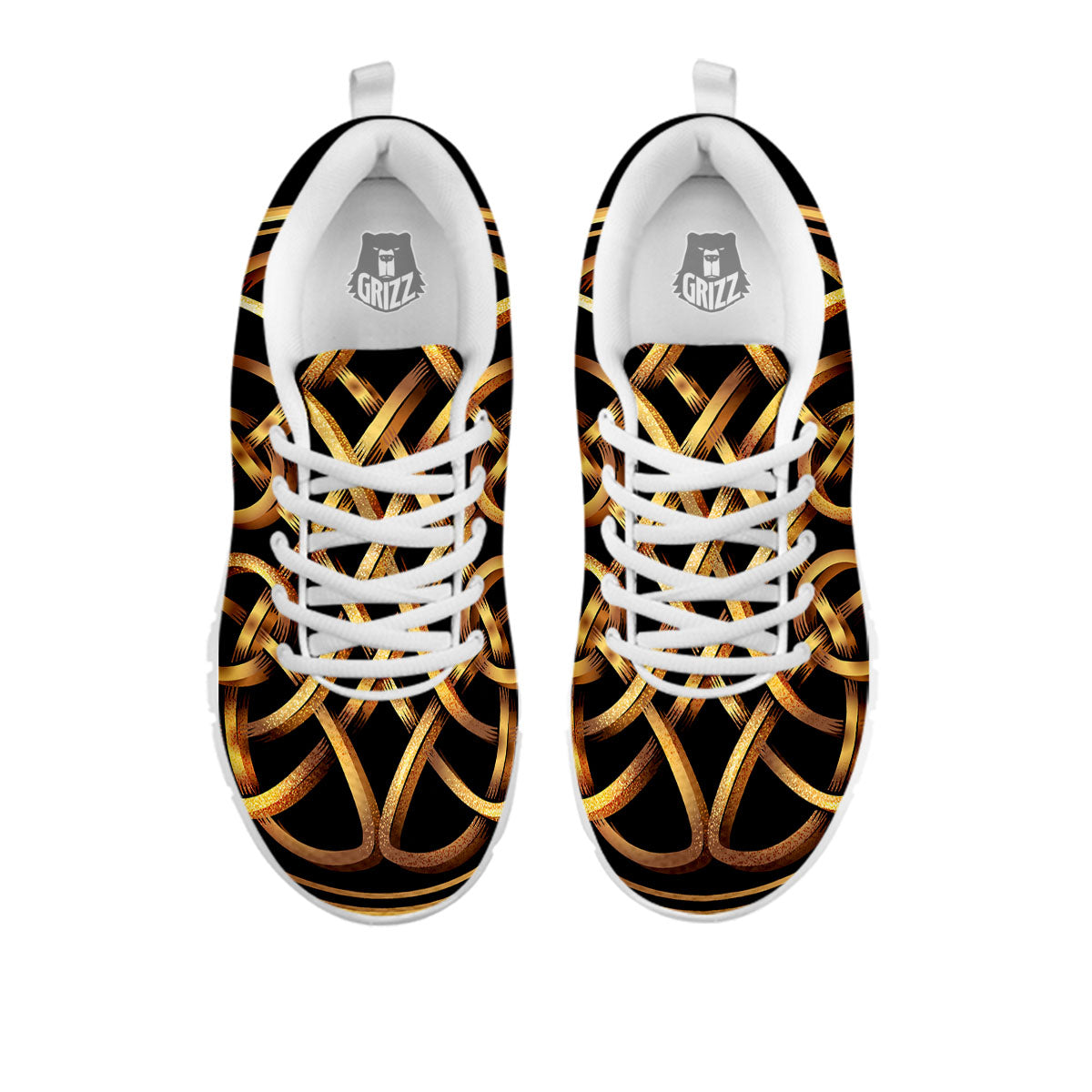Celtic Knot Golden Print White Sneaker-grizzshop