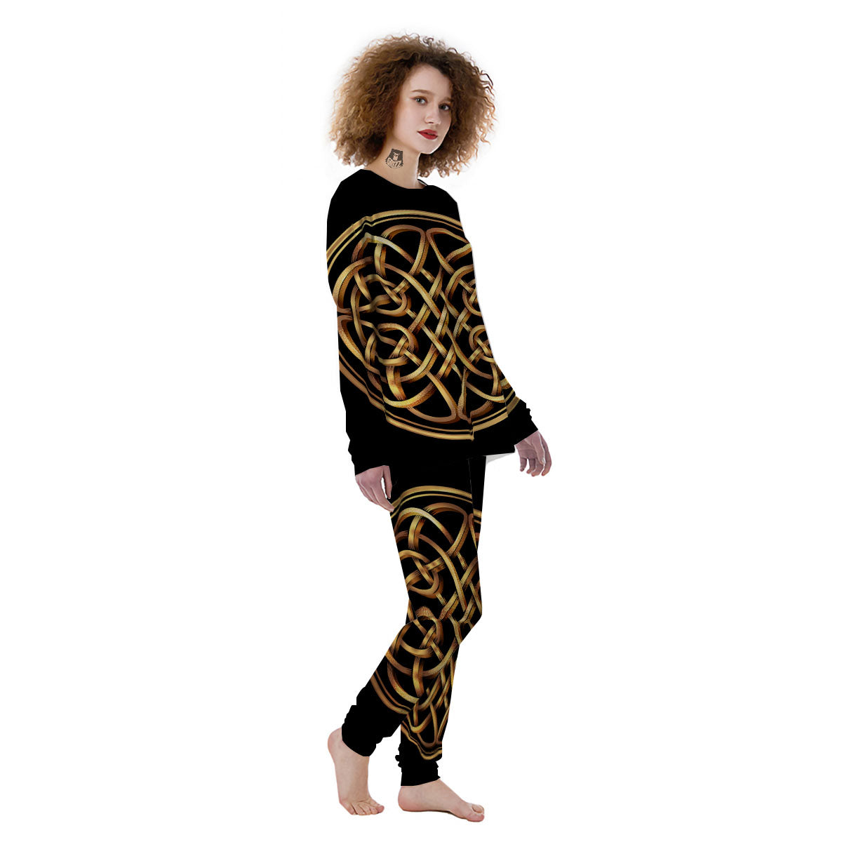 Celtic Knot Golden Print Women's Pajamas-grizzshop