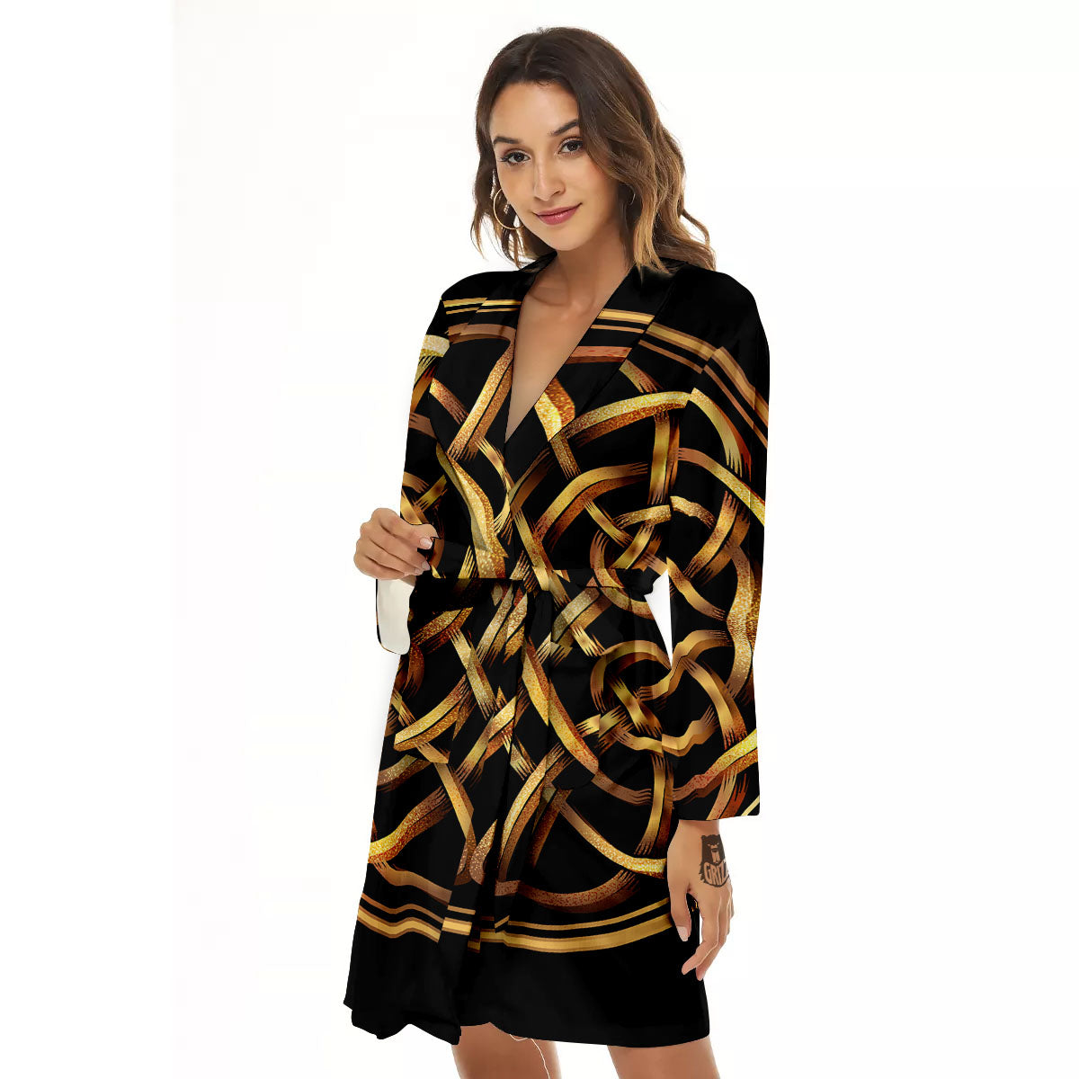 Celtic Knot Golden Print Women's Robe-grizzshop