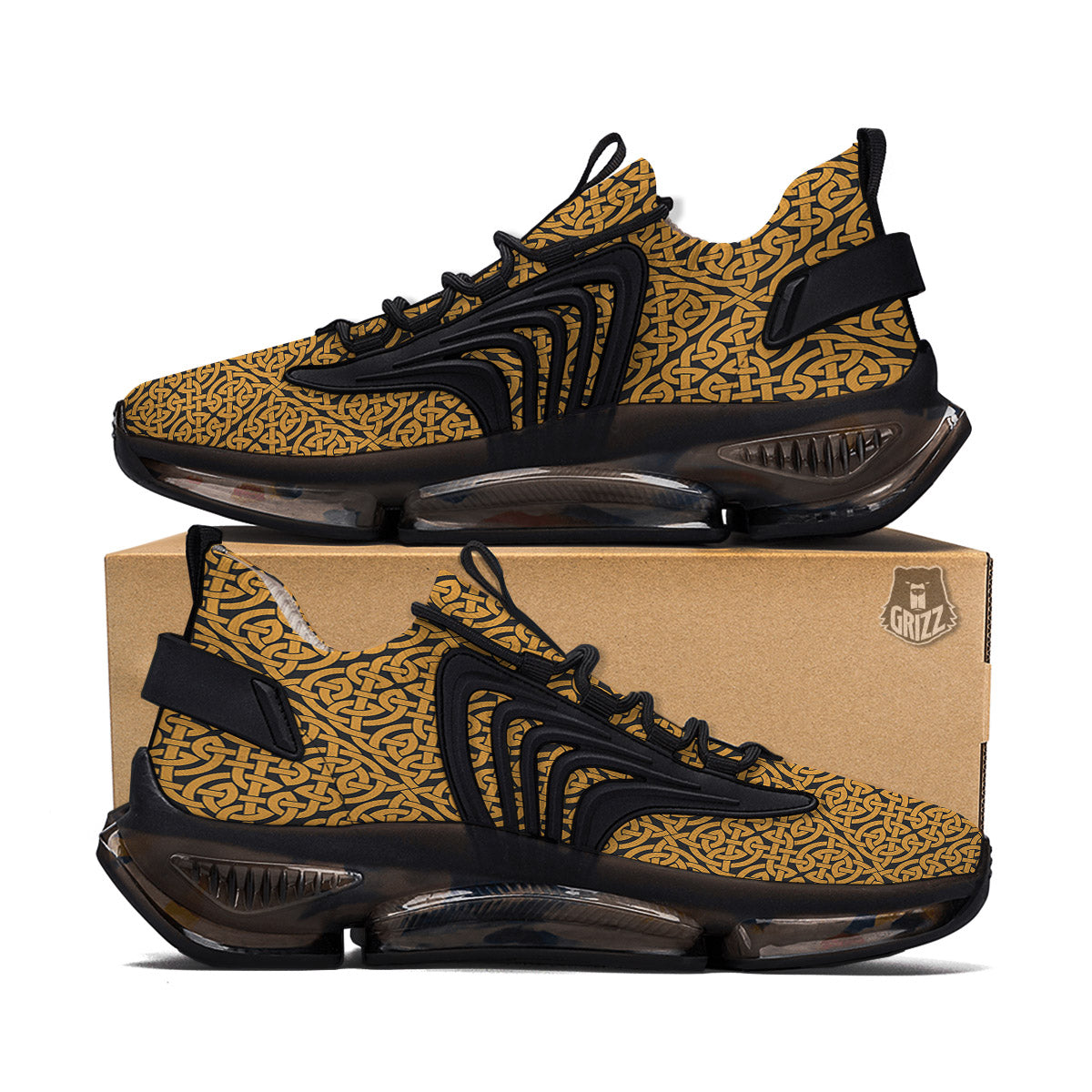 Celtic Knot Print Pattern Black Gym Shoes-grizzshop