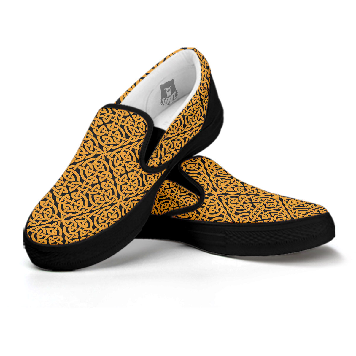 Celtic Knot Print Pattern Black Slip On Shoes-grizzshop
