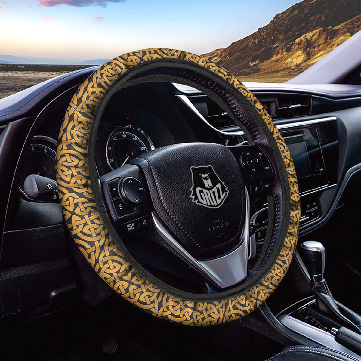 Celtic Knot Print Pattern Car Steering Wheel Cover-grizzshop