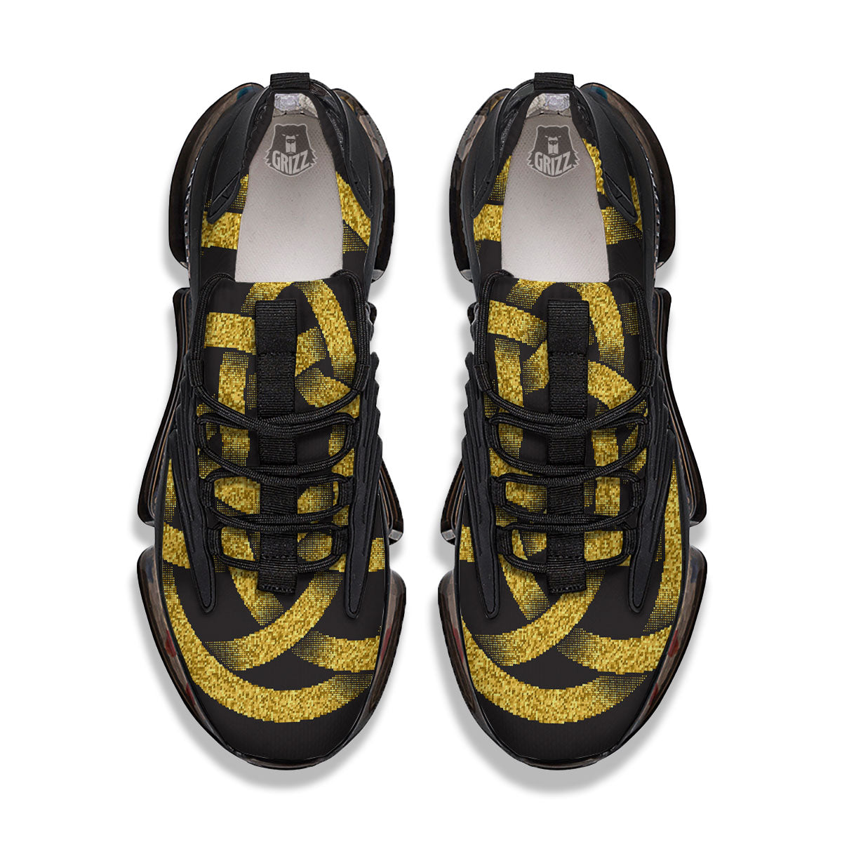 Celtic Knot Symbol Gold Circle Print Black Gym Shoes-grizzshop