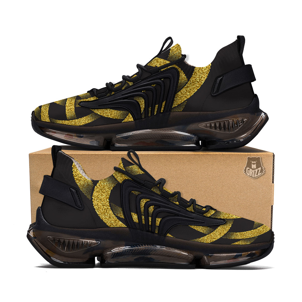 Celtic Knot Symbol Gold Circle Print Black Gym Shoes-grizzshop