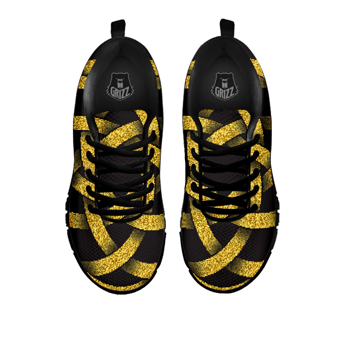 Celtic Knot Symbol Gold Circle Print Black Sneaker-grizzshop